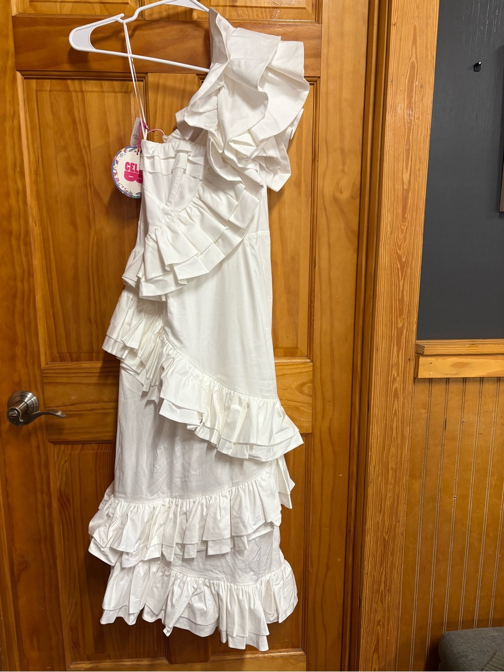 CeliaB White Ruffled One-Shoulder Dress - Picture 5 of 6